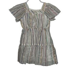 Peek Pink & Blue Metallic Striped Short Sleeve Dress